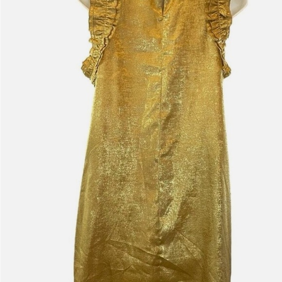 Metallic Gold TCEC Mini Cocktail Dress With Ruffles Women's Size Large - Picture 4 of 10